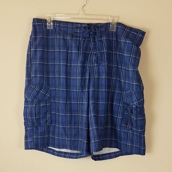 Red Camel Navy Plaid Swimming Trunks - Picture 1 of 7